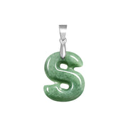 Buddha Stones Natural A-Z Letter Jade Titanium Steel Chain Prosperity Necklace Pendant - S - image 23