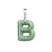 Buddha Stones Natural A-Z Letter Jade Titanium Steel Chain Prosperity Necklace Pendant - B - image 6