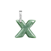 Buddha Stones Natural A-Z Letter Jade Titanium Steel Chain Prosperity Necklace Pendant - X - image 28
