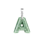 Buddha Stones Natural A-Z Letter Jade Titanium Steel Chain Prosperity Necklace Pendant - A - image 1