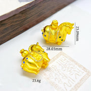 Buddha Stones Year Of The Horse 24k Gold Plated Brass Rope Cord Necklace Pendant - image 4