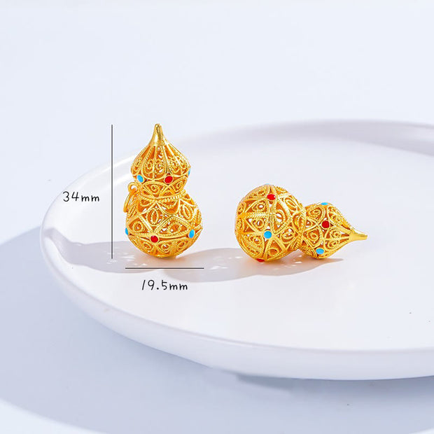 FREE Today: Good Fortune Hollow Gourd Design 24k Gold Plated Brass Rope Necklace Pendant - image 5