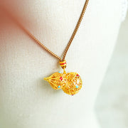 FREE Today: Good Fortune Hollow Gourd Design 24k Gold Plated Brass Rope Necklace Pendant - image 3