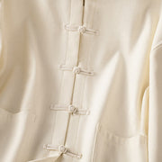 Buddha Stones Winter Frog-button Long Sleeve Cotton Fleece Lined Women's Thermal Jacket With Pockets - image 7