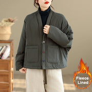 Buddha Stones Winter Long Sleeve Cotton Fleece Lined Women's Thermal Jacket With Pockets - CadetBlue - US14，UK/AU18，EU46 (2XL) - image 14