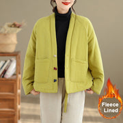Buddha Stones Winter Long Sleeve Cotton Fleece Lined Women's Thermal Jacket With Pockets - YellowGreen - US14，UK/AU18，EU46 (2XL) - image 27