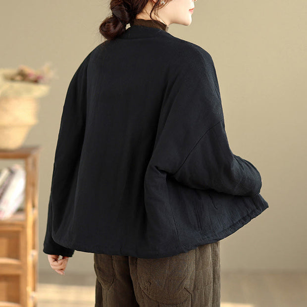 Buddha Stones Winter Long Sleeve Cotton Fleece Lined Women's Thermal Jacket With Pockets - image 3