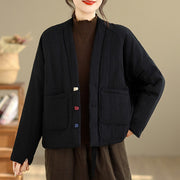 Buddha Stones Winter Long Sleeve Cotton Fleece Lined Women's Thermal Jacket With Pockets - image 1