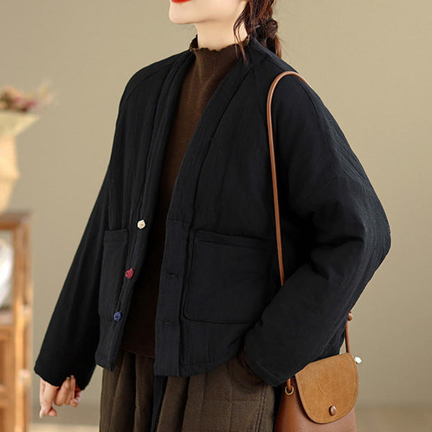 Buddha Stones Winter Long Sleeve Cotton Fleece Lined Women's Thermal Jacket With Pockets - image 2