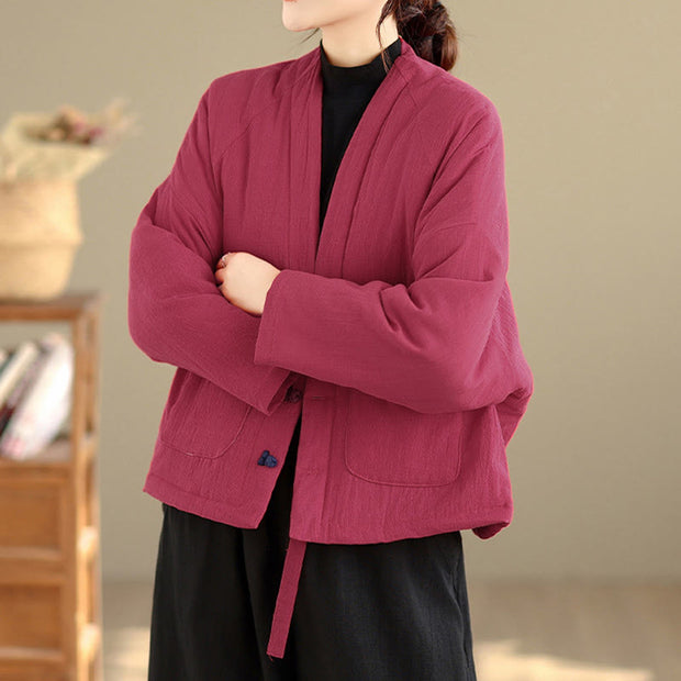Buddha Stones Winter Long Sleeve Cotton Fleece Lined Women's Thermal Jacket With Pockets - image 9
