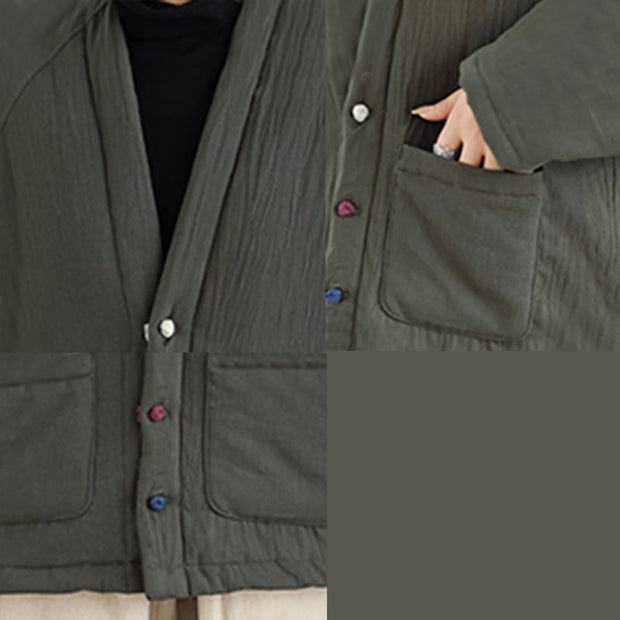 Buddha Stones Winter Long Sleeve Cotton Fleece Lined Women's Thermal Jacket With Pockets - image 24