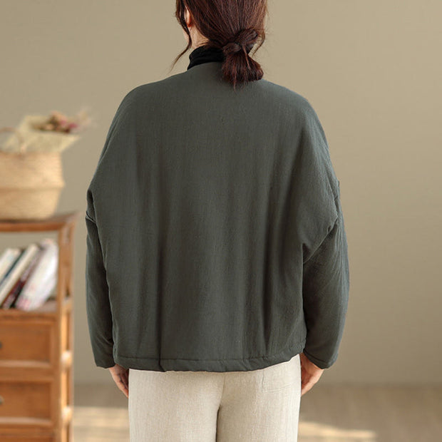 Buddha Stones Winter Long Sleeve Cotton Fleece Lined Women's Thermal Jacket With Pockets - image 17