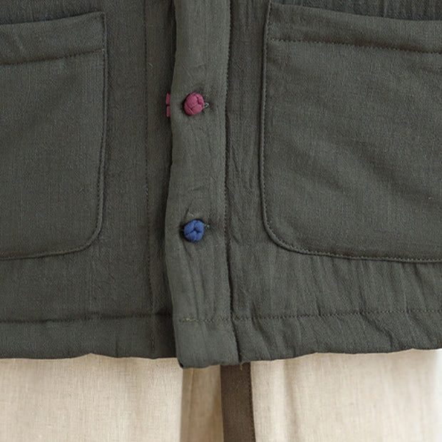 Buddha Stones Winter Long Sleeve Cotton Fleece Lined Women's Thermal Jacket With Pockets - image 24