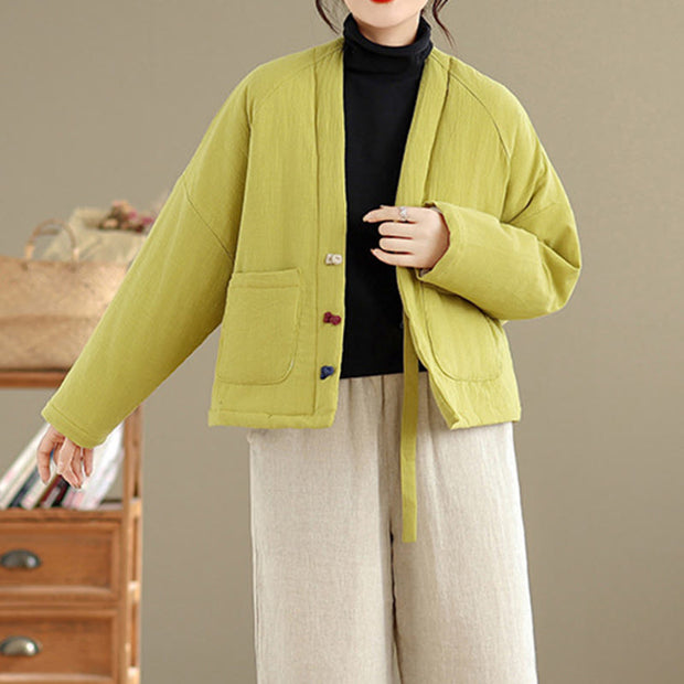 Buddha Stones Winter Long Sleeve Cotton Fleece Lined Women's Thermal Jacket With Pockets - image 33