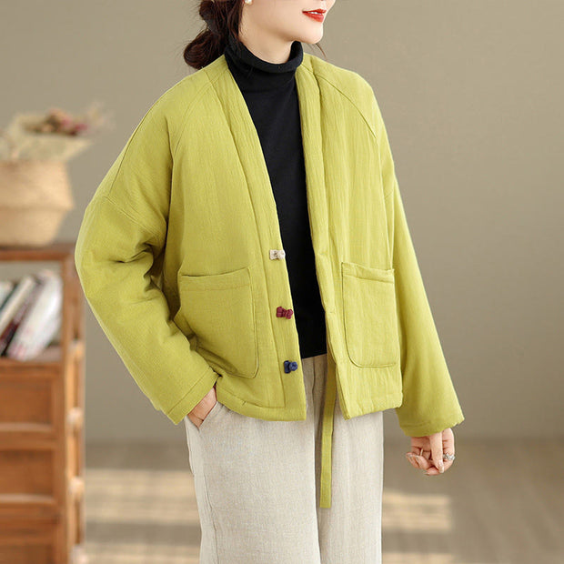 Buddha Stones Winter Long Sleeve Cotton Fleece Lined Women's Thermal Jacket With Pockets - image 32