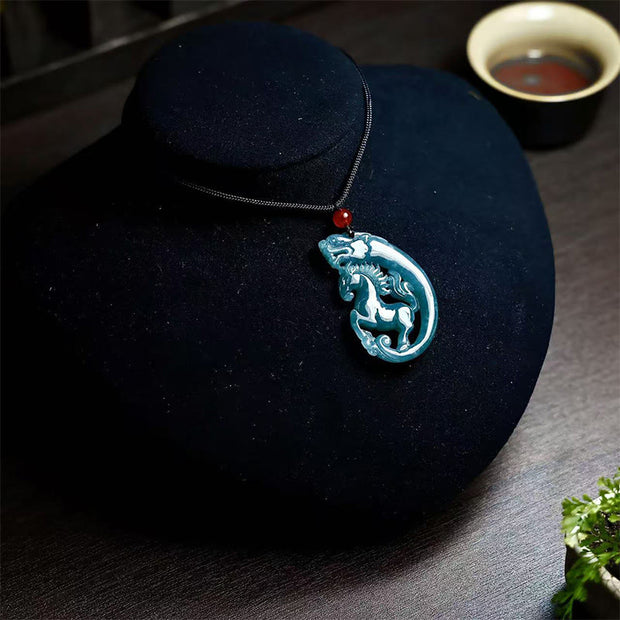 Buddha Stones Year Of The Horse Jade Luck Necklace Pendants - image 2