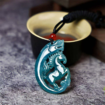 Buddha Stones Year Of The Horse Jade Luck Necklace Pendants - Jade - image 0