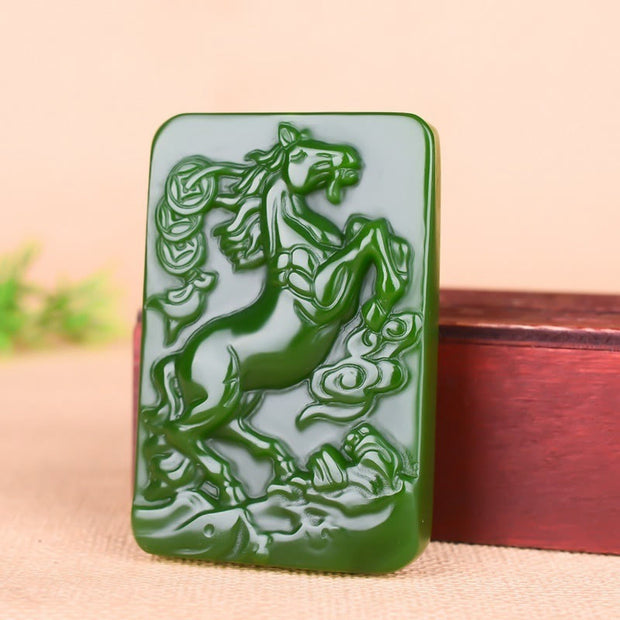 Buddha Stones Year Of The Horse Jade Abundance  Necklace Pendants - image 2