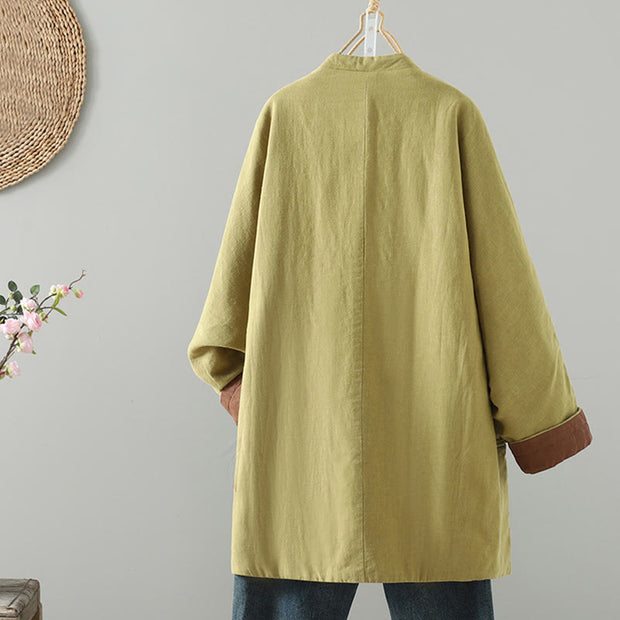Buddha Stones Frog-button Fleece Lined Women's Cotton Coat With Pockets - image 3