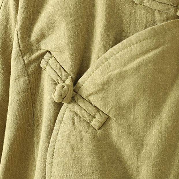 Buddha Stones Frog-button Fleece Lined Women's Cotton Coat With Pockets - image 7