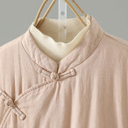 Buddha Stones Frog-button Fleece Lined Women's Cotton Coat With Pockets - image 16