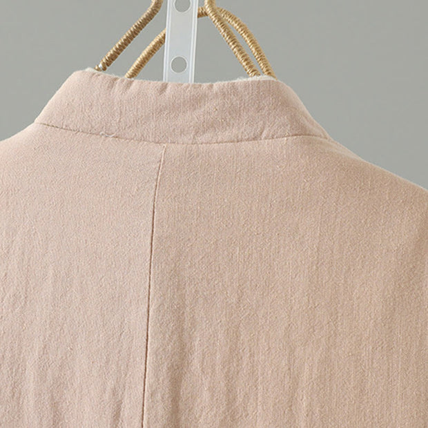 Buddha Stones Winter Frog-button Mid-length Women's Cotton Coat With Pockets - image 16