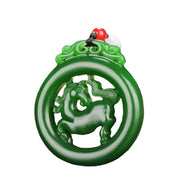 Buddha Stones Year Of The Horse Jade Prosperity Hollow Necklace Pendants - image 1