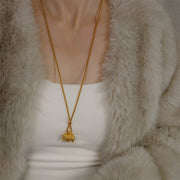 Buddha Stones 24k Gold Plated Brass Elephant Charm Strength Rope Necklace Pendant - image 5