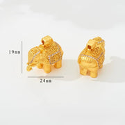 Buddha Stones 24k Gold Plated Brass Elephant Charm Strength Rope Necklace Pendant - image 3