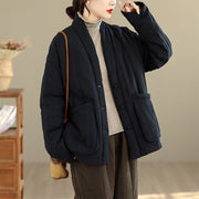 Buddha Stones Winter Solid Long Sleeve Cotton Fleece Lined Women's Thermal Jacket With Pockets - Black - US12，UK/AU16，EU44 (2XL) - image 17