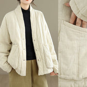 Buddha Stones Winter Solid Long Sleeve Cotton Fleece Lined Women's Thermal Jacket With Pockets - image 8