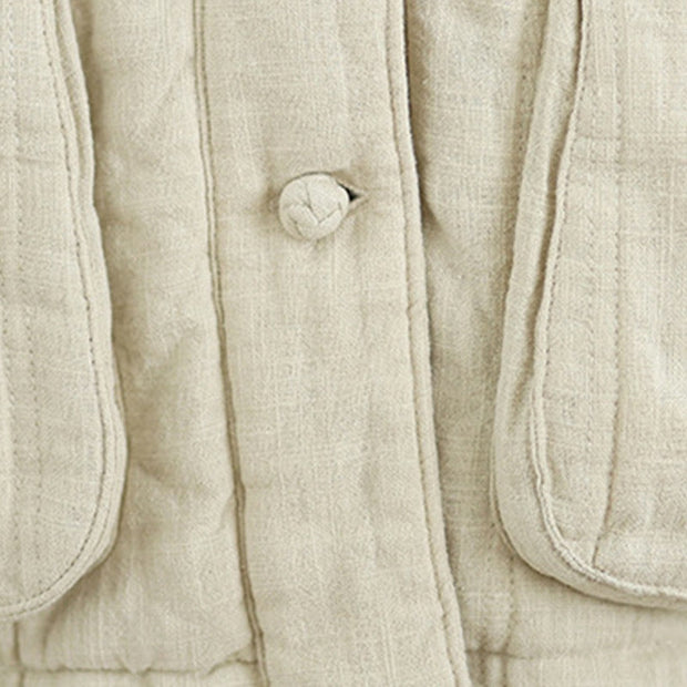 Buddha Stones Winter Solid Long Sleeve Cotton Women's Thermal Jacket With Pockets - image 13