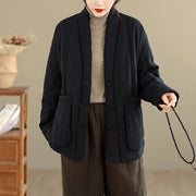 Buddha Stones Winter Solid Long Sleeve Cotton Fleece Lined Women's Thermal Jacket With Pockets - image 22