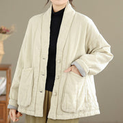 Buddha Stones Winter Solid Long Sleeve Cotton Fleece Lined Women's Thermal Jacket With Pockets - image 2