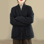 Buddha Stones Winter Solid Long Sleeve Cotton Fleece Lined Women's Thermal Jacket With Pockets - image 23