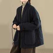 Buddha Stones Winter Solid Long Sleeve Cotton Women's Thermal Jacket With Pockets - image 20