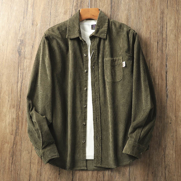 Buddha Stones Lapel Solid Color Men's Long Sleeve Cotton Thickened Jacket With Pockets - DarkOliveGreen - US/UK/AU40，EU50 (2XL) - image 14