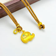 Buddha Stones 24k Gold Plated Brass Elephant Symbol Braided Cord Strength Necklace Pendant - Elephant - image 0