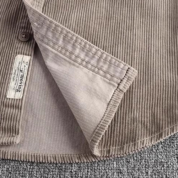 Buddha Stones Solid Color Single Breasted Buttons Men's Long Sleeve Thickened Jacket With Pockets - image 5