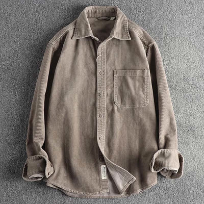 Buddha Stones Solid Color Single Breasted Buttons Men's Long Sleeve Thickened Jacket With Pockets - Tan - US/UK/AU44，EU54 (4XL) - image 0