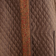 Buddha Stones Diamond Pattern Mid-length Women's Cotton Coat With Pockets - image 18