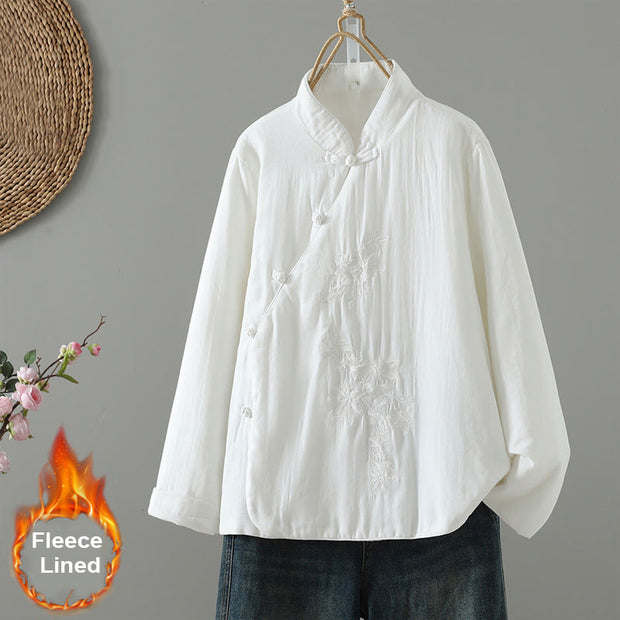 Buddha Stones Winter Solid Flower Long Sleeve Cotton Women's Thermal Jacket - White - US8-10，UK/AU12-14，EU40-42 (2XL) - image 30