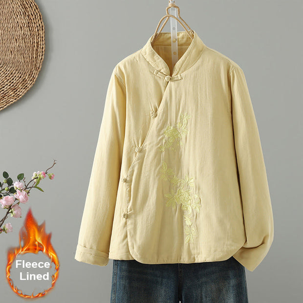 Buddha Stones Winter Solid Flower Long Sleeve Cotton Women's Thermal Jacket - LemonChiffon - US8-10，UK/AU12-14，EU40-42 (2XL) - image 19