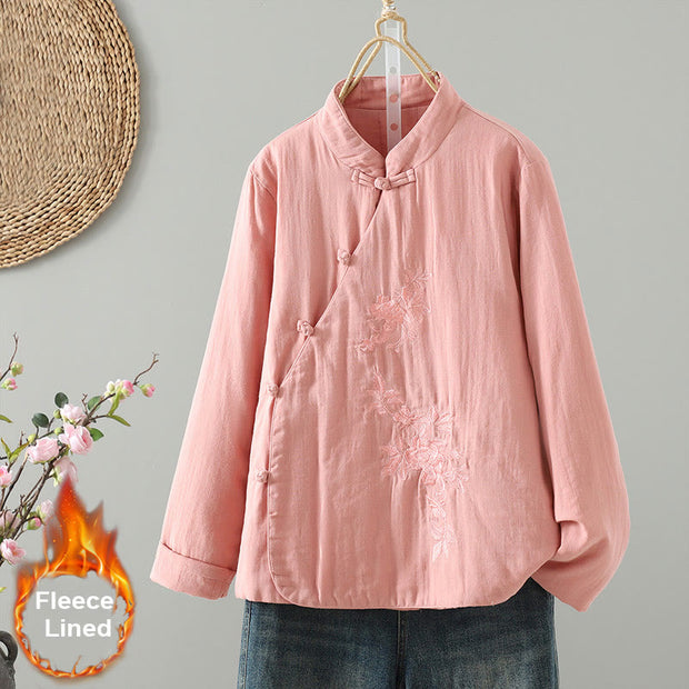 Buddha Stones Winter Solid Flower Long Sleeve Cotton Women's Thermal Jacket - Pink - US8-10，UK/AU12-14，EU40-42 (2XL) - image 7