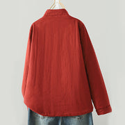 Buddha Stones Winter Solid Flower Long Sleeve Cotton Women's Thermal Jacket - image 1