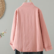 Buddha Stones Winter Solid Flower Long Sleeve Cotton Women's Thermal Jacket - image 8