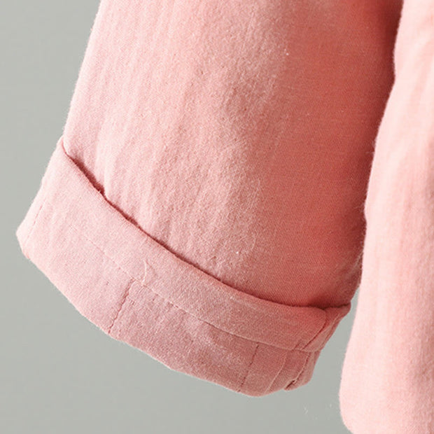 Buddha Stones Winter Solid Flower Long Sleeve Cotton Women's Thermal Jacket - image 11