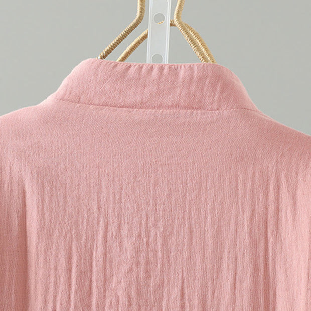 Buddha Stones Winter Solid Flower Long Sleeve Cotton Women's Thermal Jacket - image 10