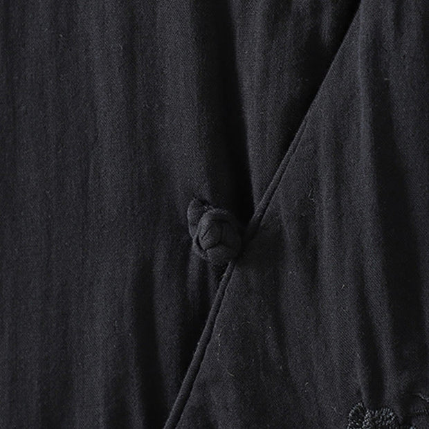 Buddha Stones Winter Solid Flower Long Sleeve Cotton Women's Thermal Jacket - image 16