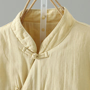 Buddha Stones Winter Solid Flower Long Sleeve Cotton Women's Thermal Jacket - image 21